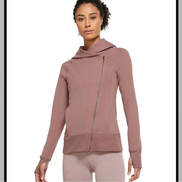 Nike Jackets & Blazers - Nike Yoga A-Line Zip Up Hooded Pink Jacket Size Small
